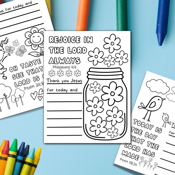 Printable Scripture Coloring Kid's Morning Activity, Christian Homeschool Activity, Bible Coloring Pages, Children's Prayer Coloring Pages