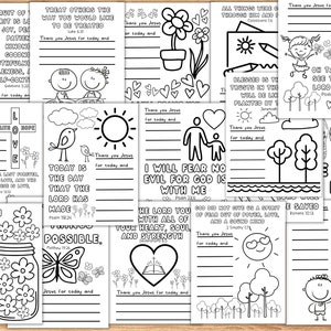May include: Black and white coloring pages with bible verses and inspirational quotes. The pages feature images of flowers, hearts, butterflies, birds, and other nature-themed illustrations. The text includes verses from the Bible, such as "The fruit of the Spirit is love, joy, peace, patience, kindness, goodness, faithfulness, gentleness, self-control." and "Treat others the way you would like to be treated."