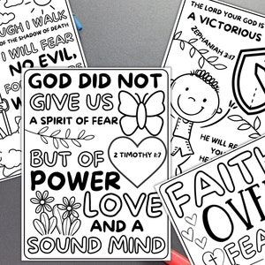 Faith Over Fear Bible Coloring Pages For Children, Coloring Scripture Pages, Christian Kid's Printable, Faith Printable For Children
