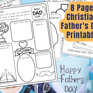 Christian Father&#39;s Day Printable For Kids, Faith Gift For Dad From Kids, Children&#39;s Father&#39;s Day Activity, Father&#39;s Day Digital Download