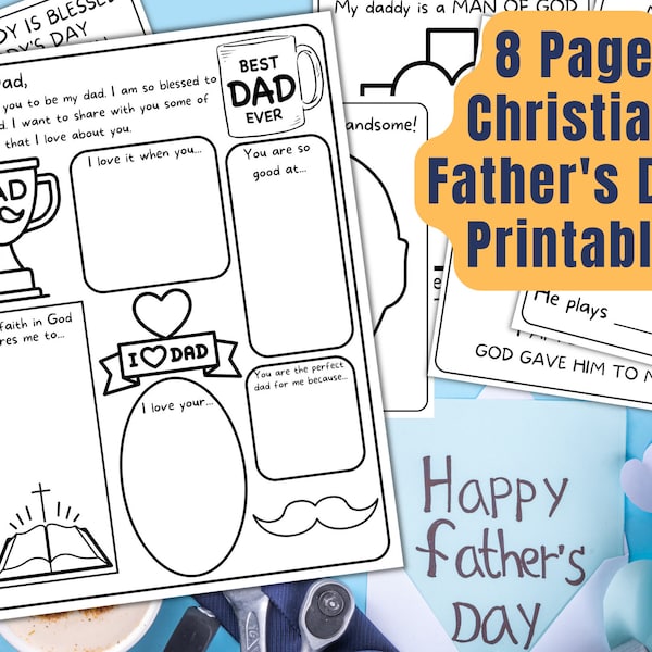 Christian Father's Day Printable For Kids, Faith Gift For Dad From Kids, Children's Father's Day Activity, Father's Day Digital Download