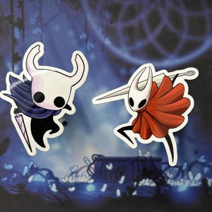 Pegatinas de vinilo de Hollow Knight: The Knight / Hornet / Resistentes a los arañazos y al agua /