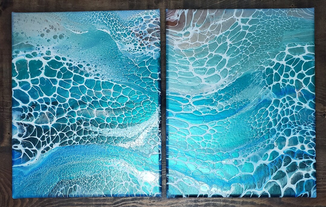 2 Piece Beach Themed Acrylic Paintings 8x10 Each Etsy