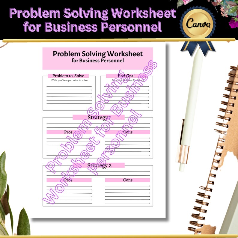 Problem Solving Worksheet for Business Personnel, Solution Focused ...