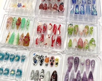 Combo of 3 or 6 Suprised Nail Sets | Random Nail Sets | Press On Nails | Blind Box | Handcrafted Nails | JZ77S