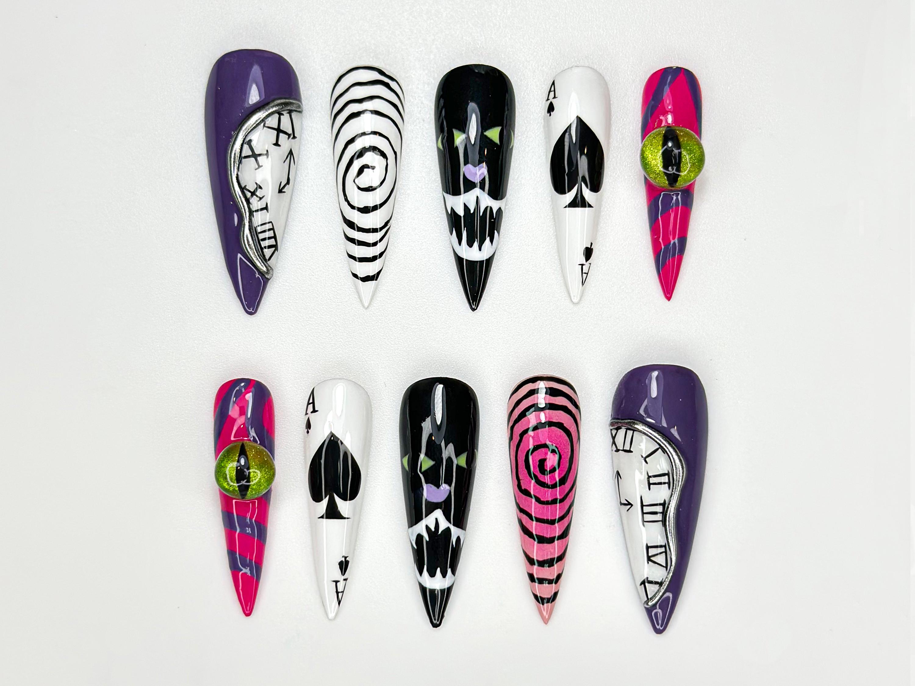 Myy nailさまご確認ページ Cheshire Cat Wonderland Press on Nails | Alice in Wonderland Nail