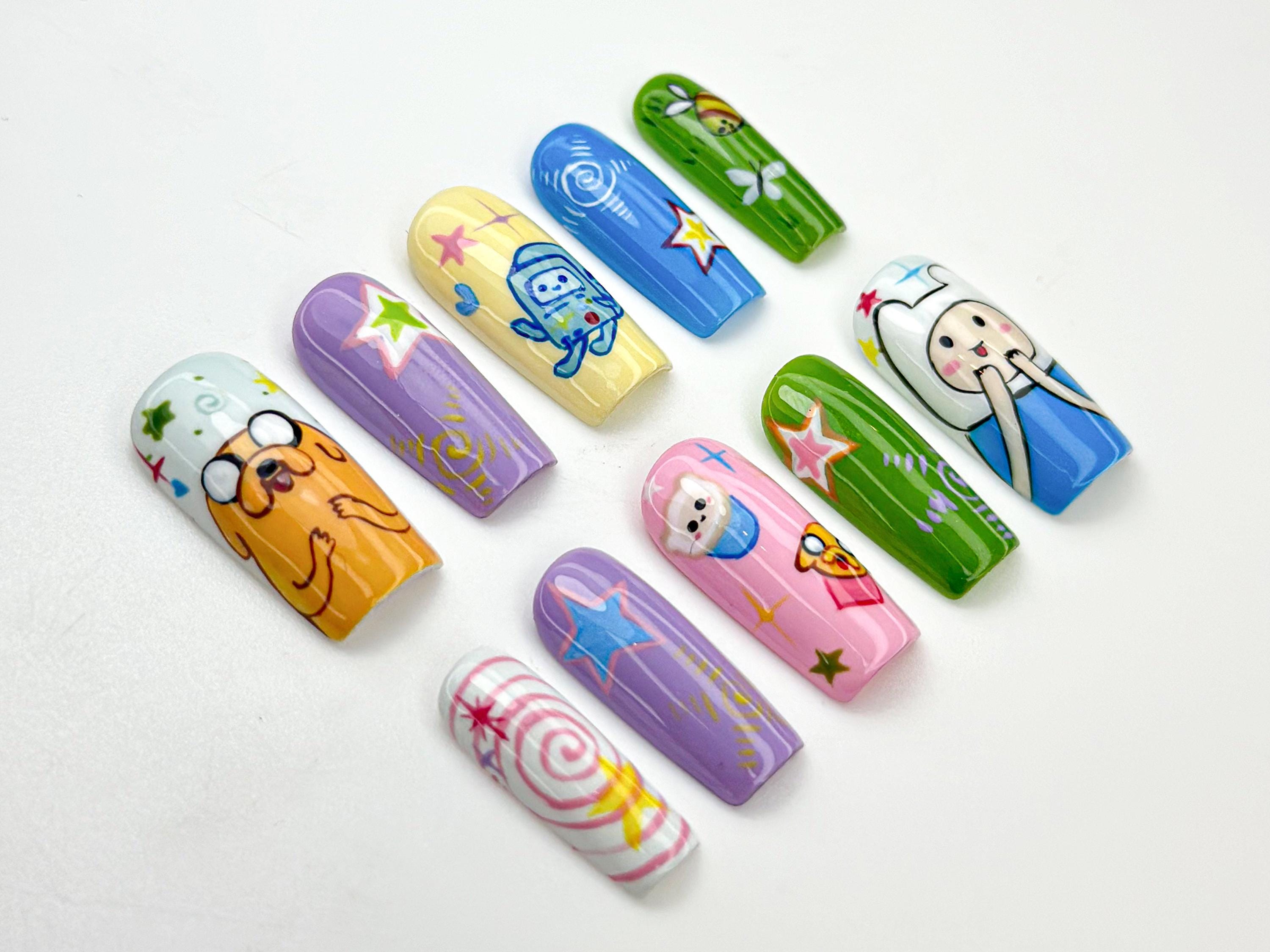 Adventure Time Press on Nails | Cute Cartoon Nail Art | Hand