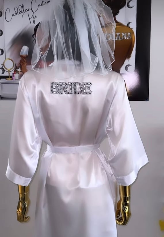 Rhinestone Bride Satin Robe Bridal Party Gift