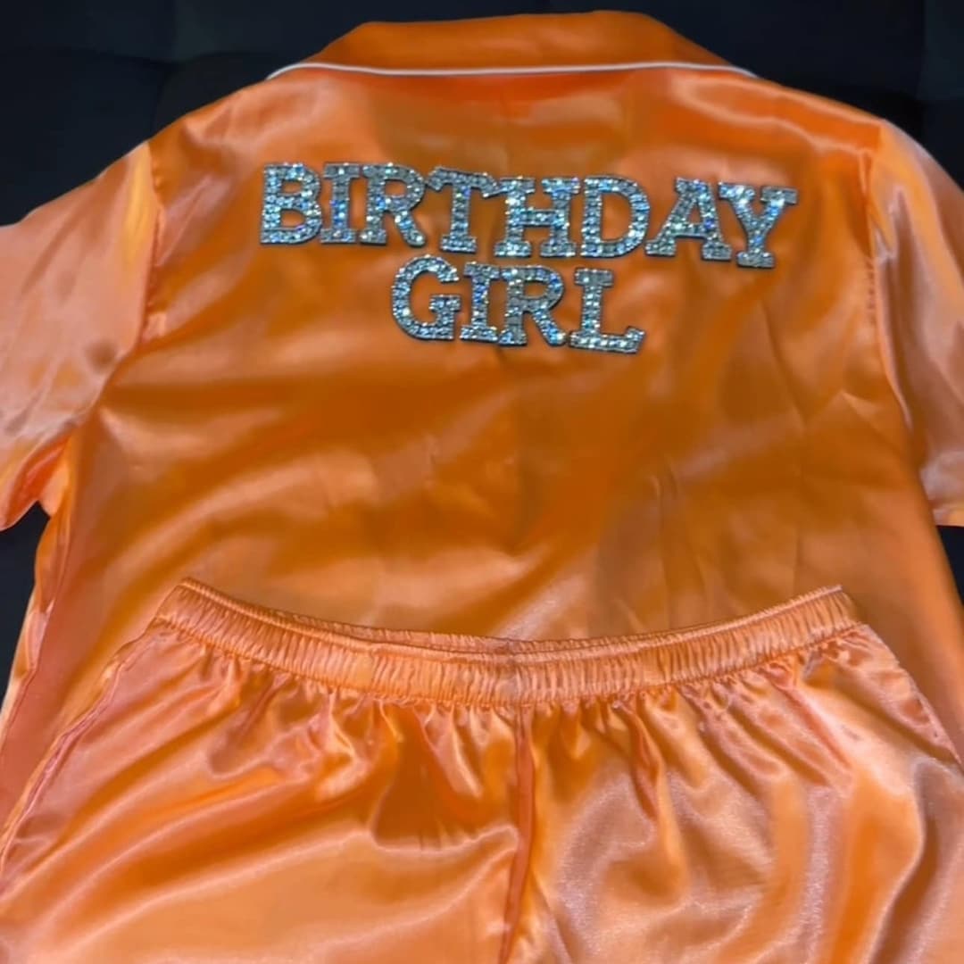 Birthday Girl PJ Set/birthday Outfit/ Birthday Girl Pajamas/rhinestone