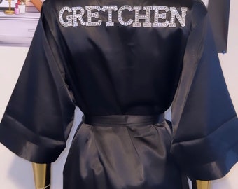 Black Customized Robe/Christmas Robe/Customized Robes/ Bridesmaids Robes/Birthday Robe/Personalized Robe/Custom Robe/Robe With Name/