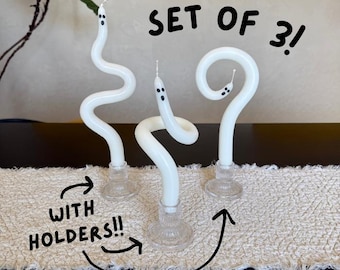 3pc Set of Ghost Taper Candles with Holders!