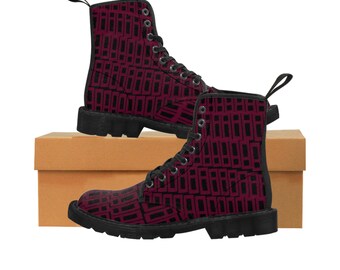 Women&#39;s Canvas Boots - Red Rectangles