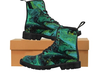 Women&#39;s Liquid Green Canvas Boots