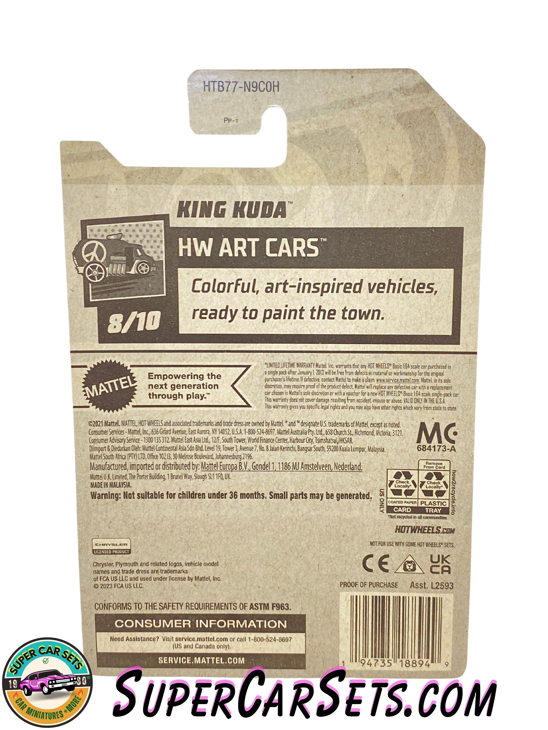 Hot Wheels King Kuda – HW Art Cars 8/10 – HTD73 – Short Card – Chrysler In Rot – Maßstab 1:64, Mattel 2024 – Sammlerstück Für Kids Ab 3 Jahren