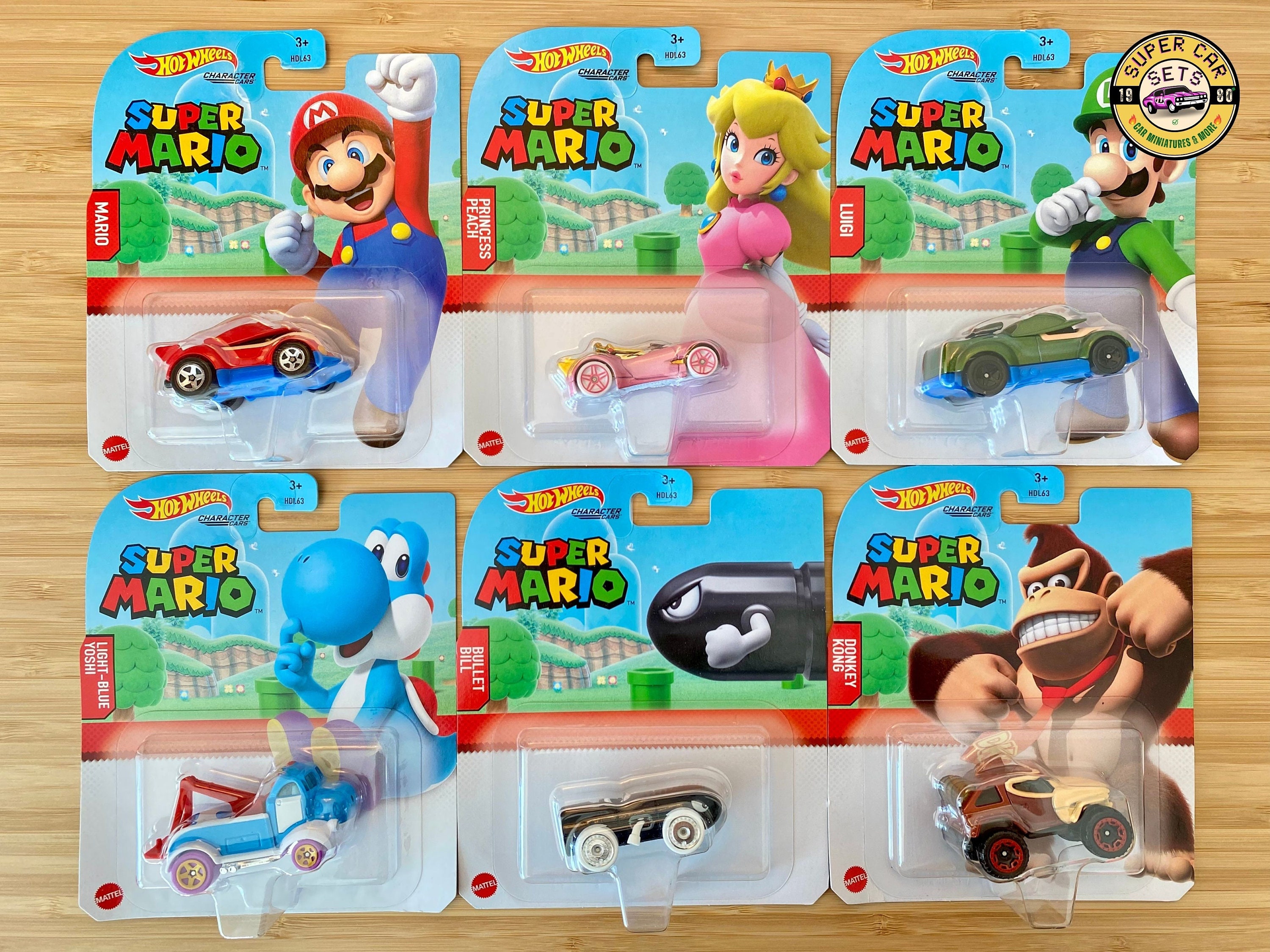 Alle 6 Hot Wheels Charakter Super Mario Komplettset 6 von 6 Autos