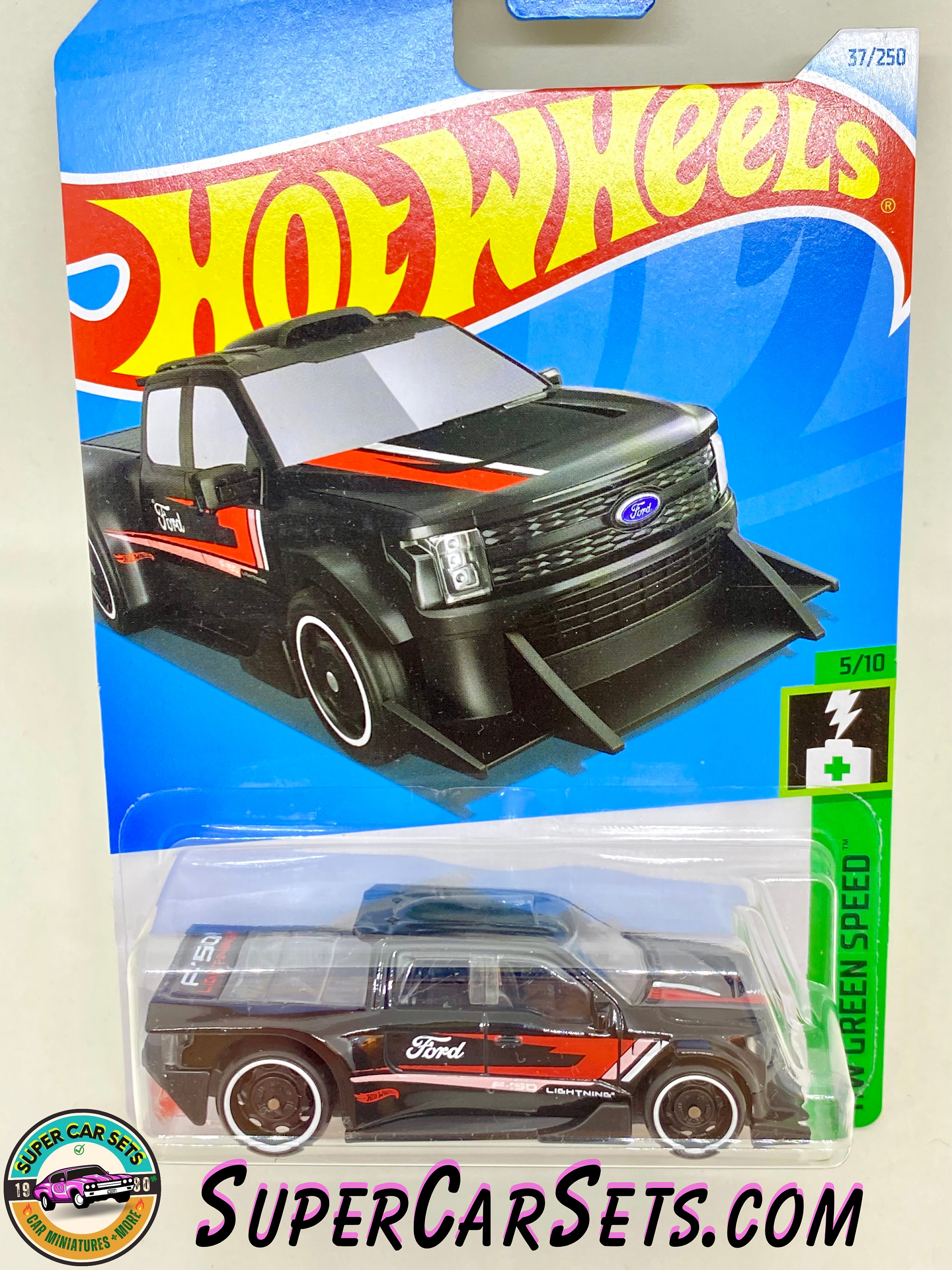 Hot Wheels Ford F-150 Lightning Custom Black HW Green Speed 5/10 - 1:64 Scale Die-Cast Truck, 2024 Mattel