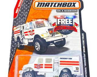 MBX Heroic Rescue - International Workstar Brush Fire  Truck (69/120) (CFW43) (Year launched 2015) (bent cart) - Matchbox