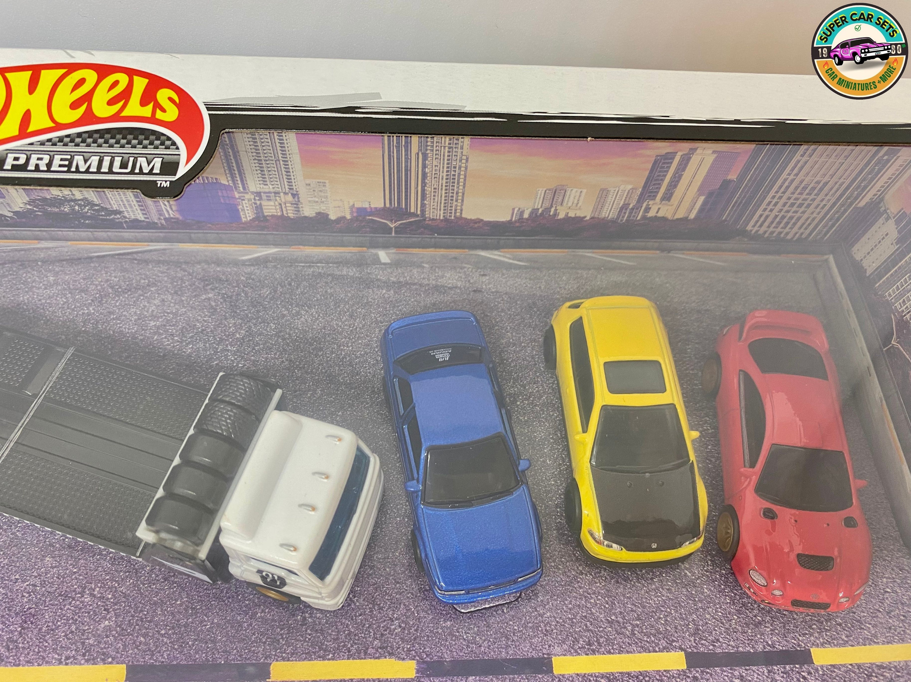 4 台の車両セット ホット ホイール プレミアム ジオラマ 日本車
