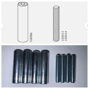 4 IKEA 100013 and 4 IKEA 106986 Svarta Bunk Bew Nut Sleeve Threaded pins