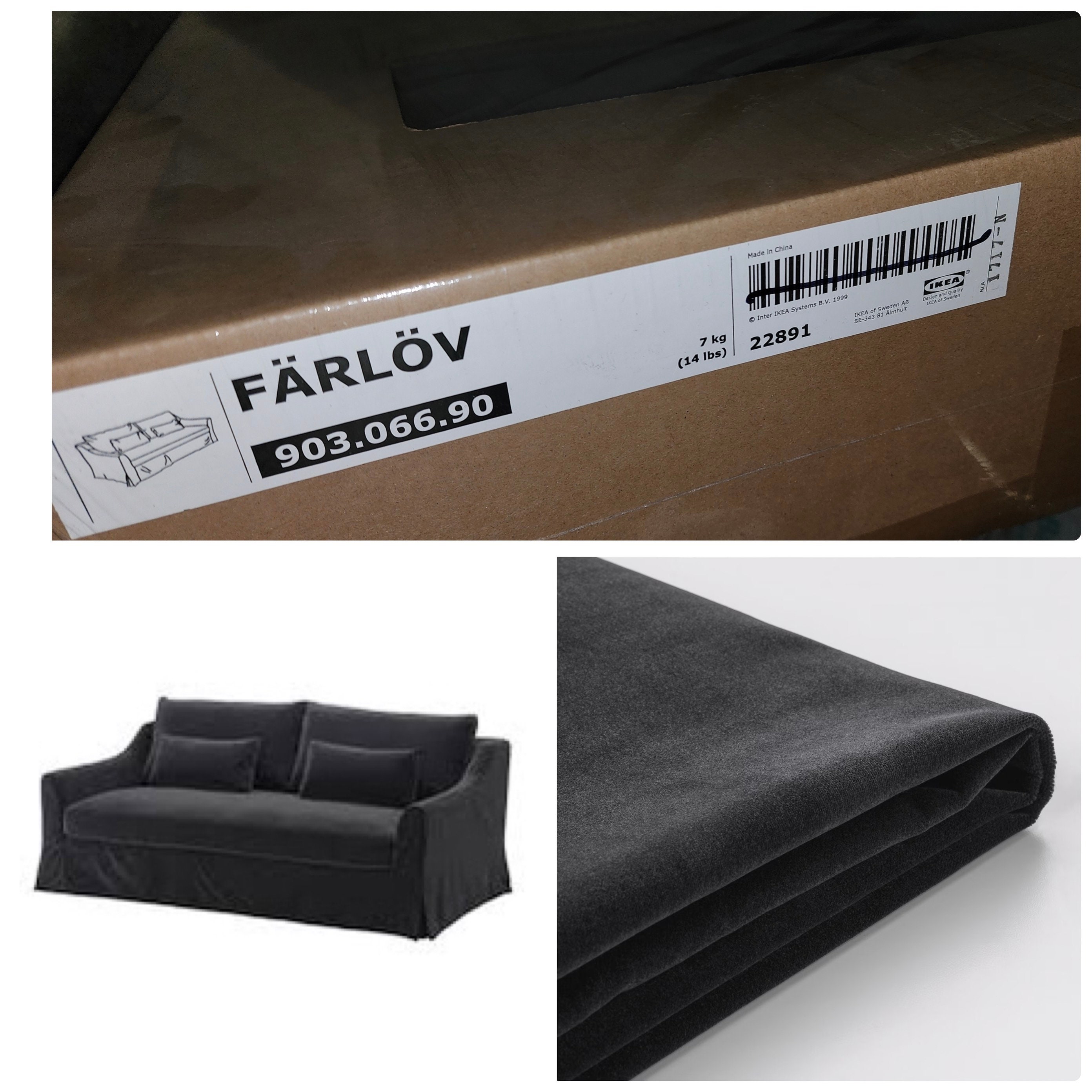 Ikea FARLOV Sofa Cover Slipcover Djuparp Dark Gray Discontinued