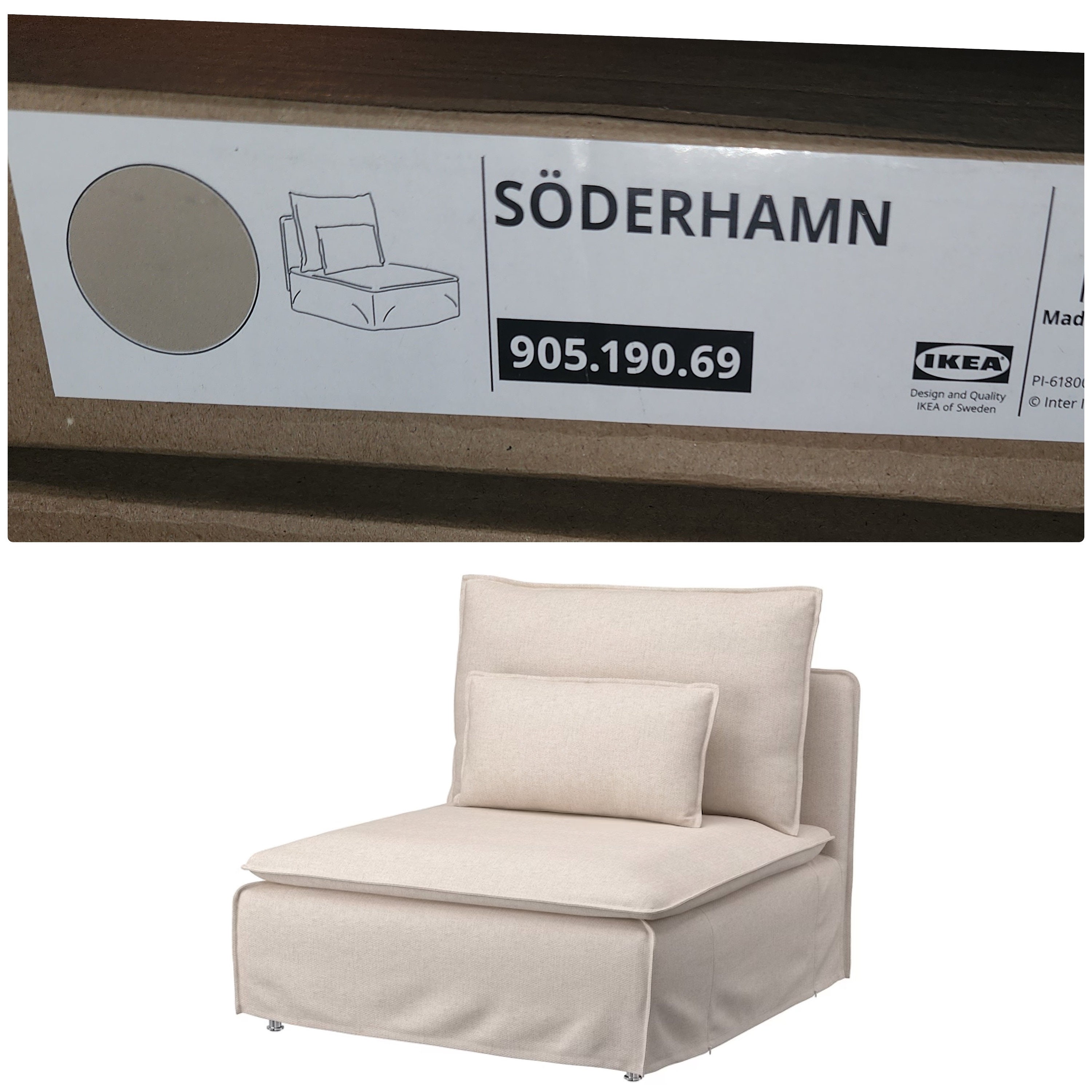 IKEA SODERHAMN SÖDERHAMN Cover for 1-seat Section, Gransel Natural