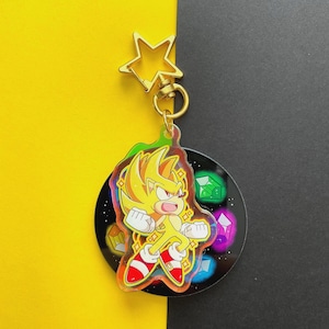 Holografische sleutelhanger Super Sonic Spinning Emeralds