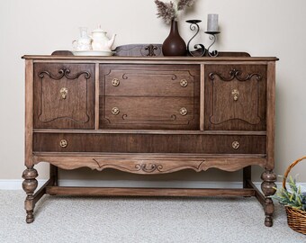 SOLD** Antique Buffet | Handcrafted Buffet / Sideboard | Solid Wood Vintage Buffet