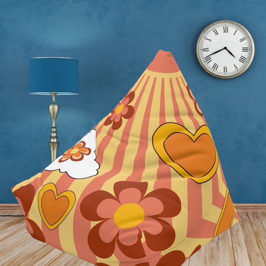 Bean Bag Chair Retro Groovy Bean Bag Chair Cover Hippie 70s Sunburst