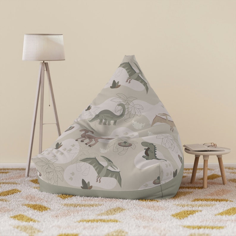 Dinosaurs Neutral Aesthetic Bean Bag Chair Cover, Furniture Gifts, Boy Girl Bean Bag Chair, Boys Dinosaur Bedroom Decor, Neutral Kids Room