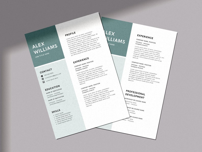 resume-template-canva-cover-letter-template-references-template-modern-simple-pastel-teal