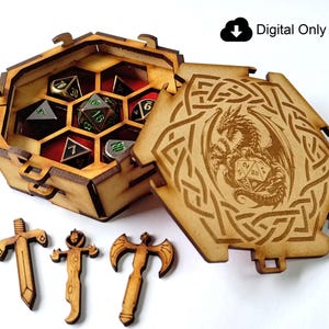 Hexagon Dice Box digital files, laser cut 3mm or 5mm, DXF SVG