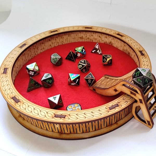 Round Dice Tray digital files, laser cut and etch 3mm wood with inner fabric & dice slide DXF SVG