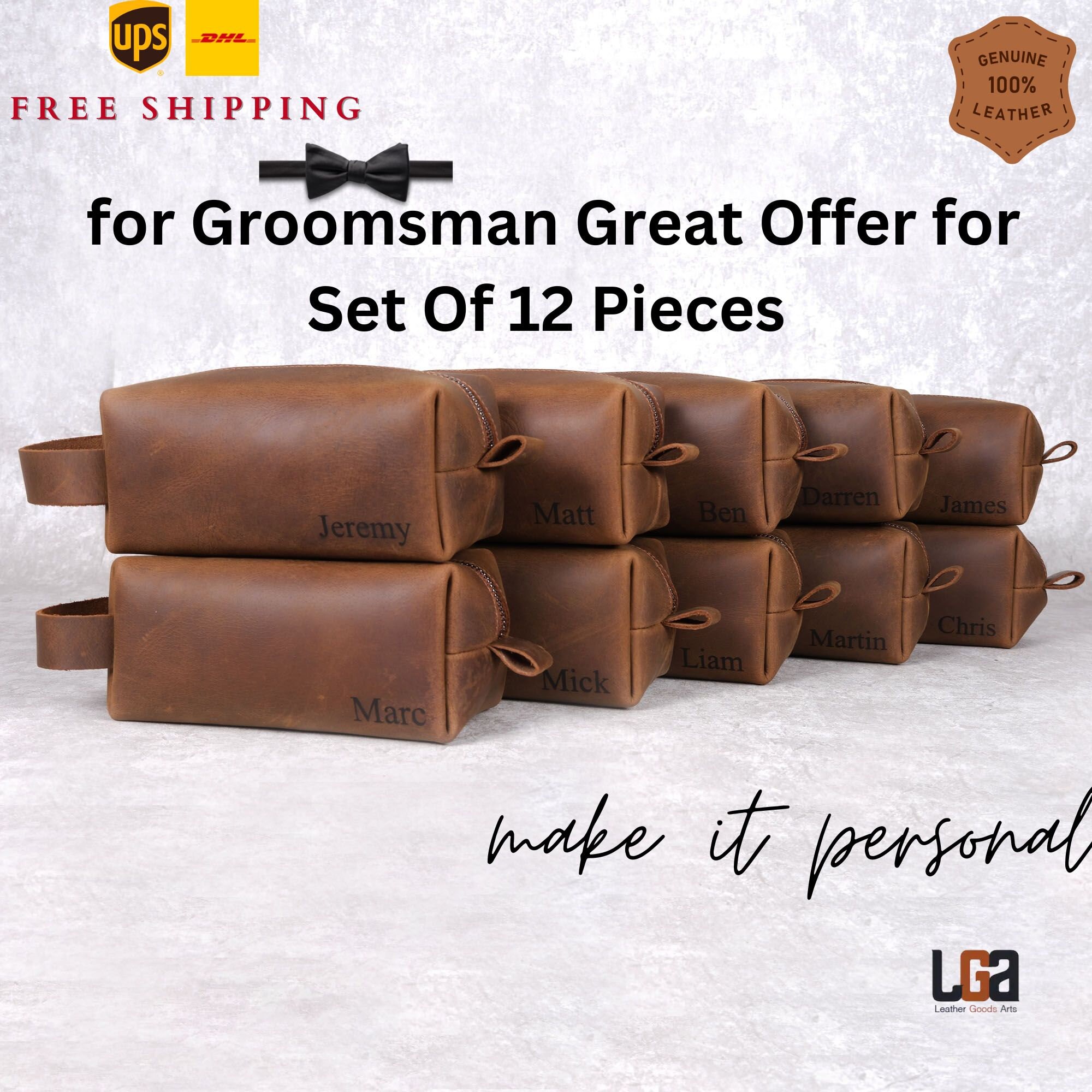 Personalized Groomsmen Gift, Cusotm Leather Toiletry Bag, Leather Dopp –  JackLeatherStudio