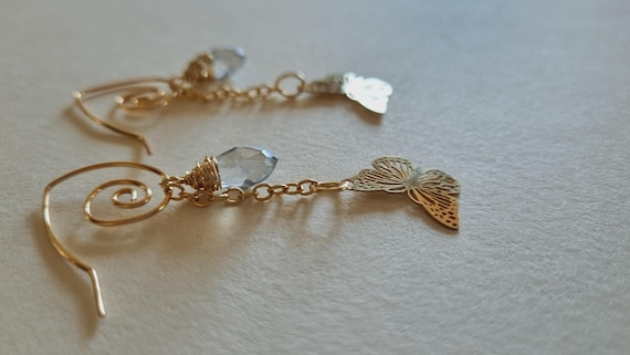 Gray Butterfly Drop Earrings