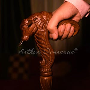 Wooden Ox Bull Walking Cane – Hand-Carved Palm Grip Ergonomic Stick | Unique Animal Head Wood Cane for Men Women, Gift & Collectors