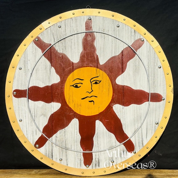 Sunlight Shield: Dark Soul Cosplay, Battle Worn Wooden LARP Decor