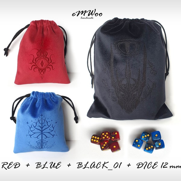 BAG | BLACK | DICE K6 | pouch | War Of The Ring |  The Battle of Five Armies | Board Games