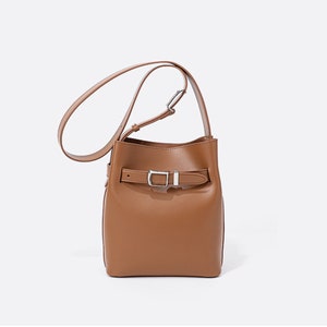 Genuine Leather Vintage Shoulder Bag, Minimalist Bucket Bag, Daily Bag, Crossbody Bag For Women, Gift For Her image 5