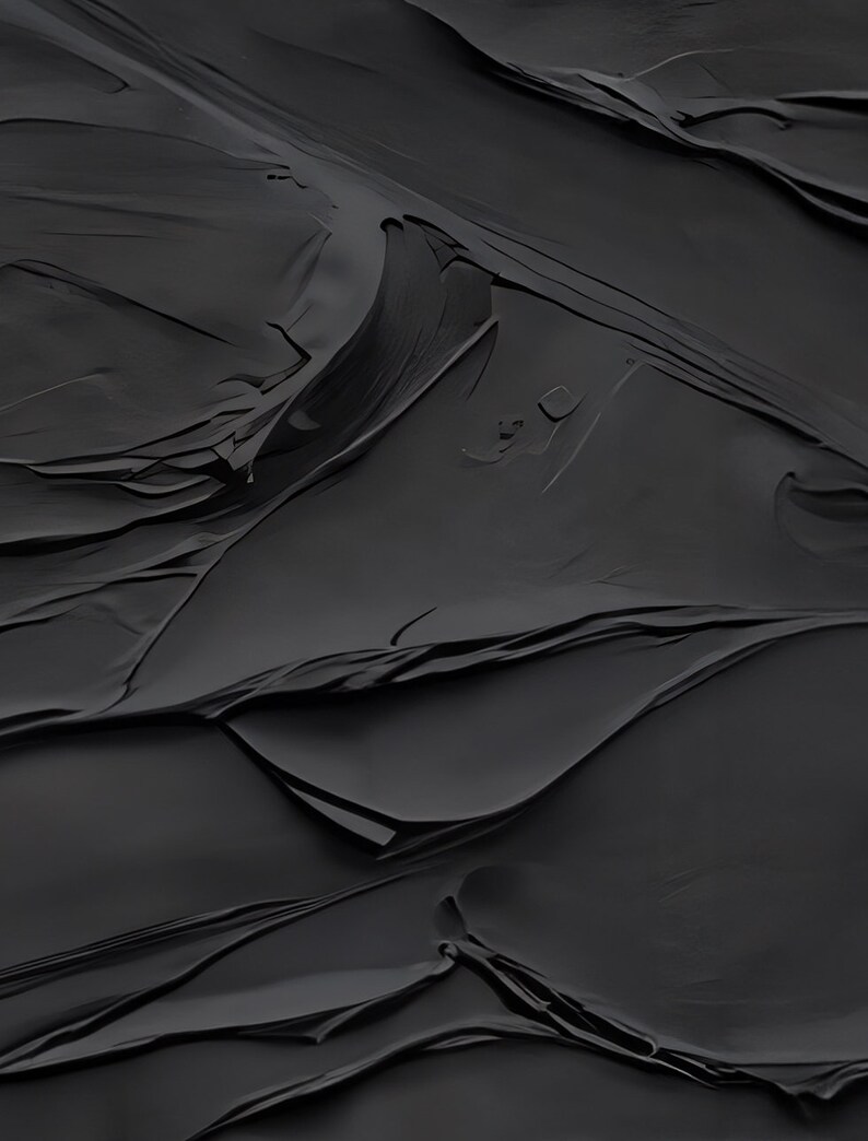 Minimalist Pure Black Wall Art Black Abstract Painting on Canvas 3D