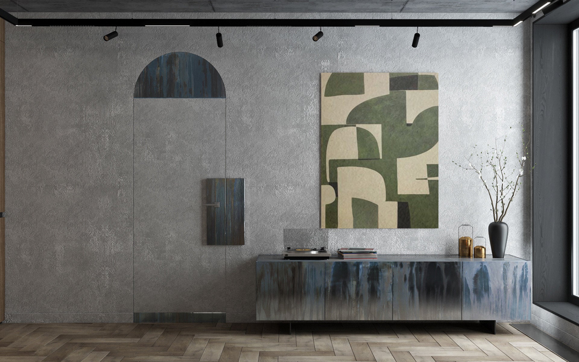 Beige and Green Abstract Canvas Painting Wabi Sabi Wall Art - Etsy