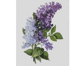 Cross Stitch Chart, Pattern, Lilac, Shrub, Tree, Bush, Garden, Plant, Flower, Bloom