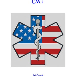 Kreuzstichvorlage, EMT, EMS, USA, Stern des Lebens, Sanitäter, Feuerwehrmann