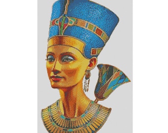 Cross Stitch Chart, Pattern, Nefertiti, Queen, Ancient, Egypt, Pharos, Mummy, Pyramids