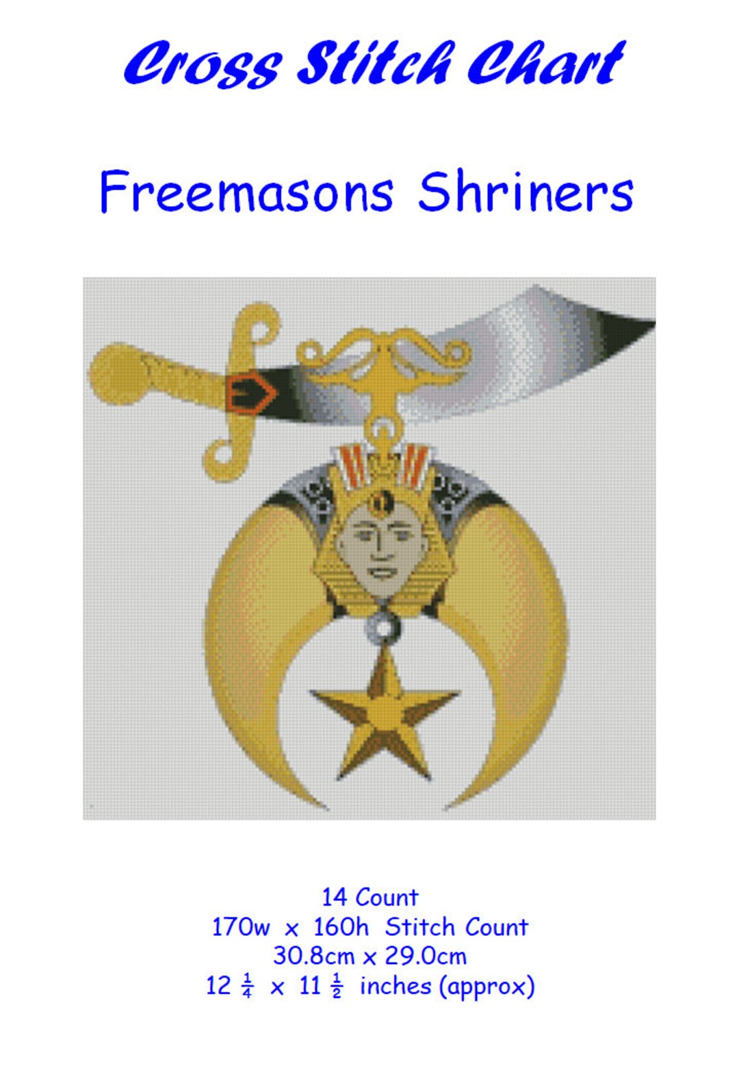 Cross Stitch Chart, Pattern, Free Masons, Logo, Design, Freemason