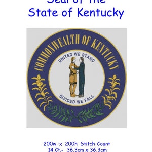 Cross Stitch Chart, Pattern, Kentucky, State, Seal, Emblem, Badge