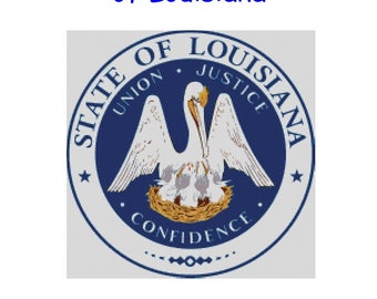 Cross Stitch Chart, Pattern, Louisiana, State, Seal, Emblem, Badge