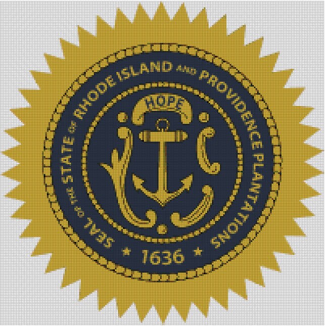 Cross Stitch Chart, Pattern, Rhode Island, State, Seal, Emblem, Badge ...