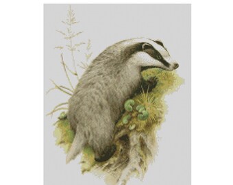 Cross Stitch Chart, Pattern, Badger, Wildlife