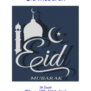 Cross Stitch Chart, Patroon, Ramadan, Haj, Eid, Mubarak, Gelukkig, Gefeliciteerd, Islam, Moslim, Religieus,
