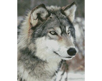Cross Stitch Chart, Pattern, Grey Wolf